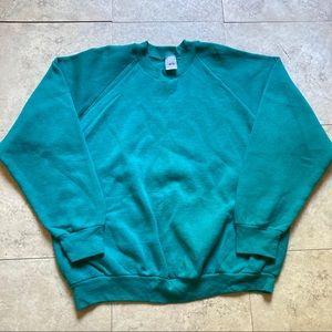 Vintage Fruit Of The Loom Sweatshirt Crewneck Turbo Green